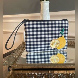 Old Navy Lemon Gingham Plaid Wristlet